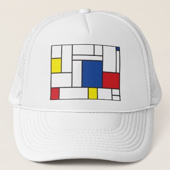 Mondrian Minimalist Geometric De Stijl Modern Art Trucker Hat by fat_fa_tin at Zazzle
