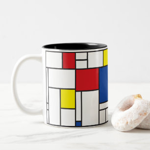 Mondrian Minimalist Geometric De Stijl Modern Art Two-Tone Coffee Mug