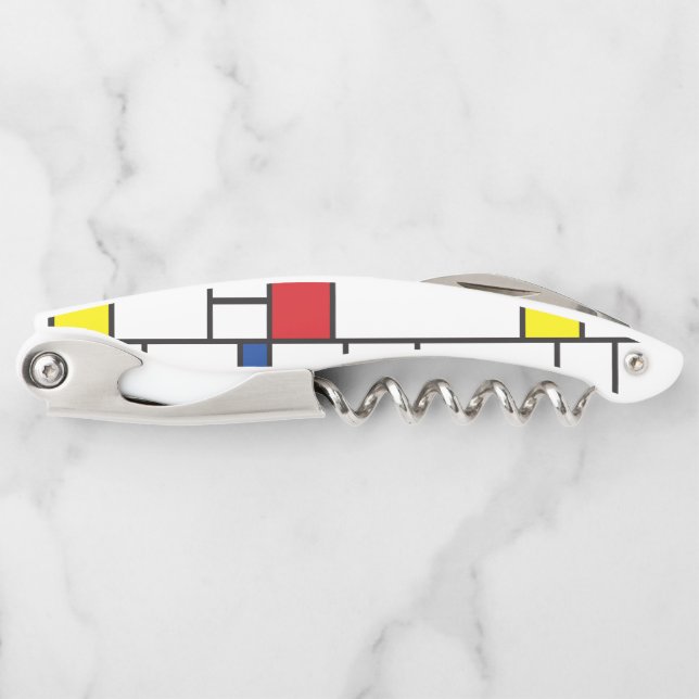 Mondrian Minimalist Geometric De Stijl Modern Art Waiter's Corkscrew (Front)