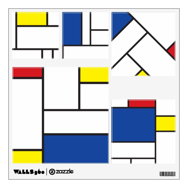 Mondrian Minimalist Geometric De Stijl Modern Art Wall Decal (Front)