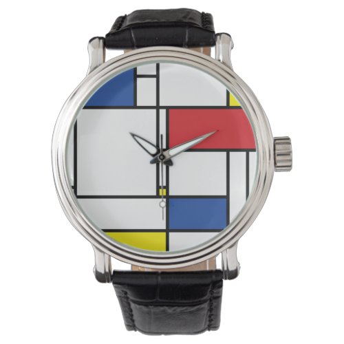 Mondrian Minimalist Geometric De Stijl Modern Art Watch