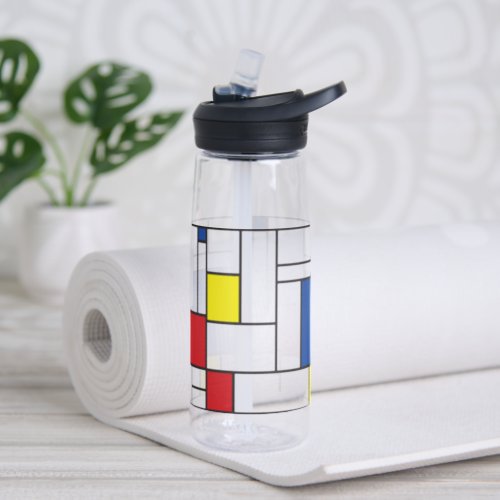 Mondrian Minimalist Geometric De Stijl Modern Art Water Bottle
