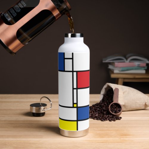 Mondrian Minimalist Geometric De Stijl Modern Art Water Bottle