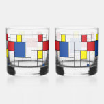 Mondrian Minimalist Geometric De Stijl Modern Art Whiskey Glass