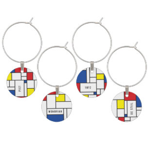 Mondrian Minimalist Geometric De Stijl Modern Art Wine Charm