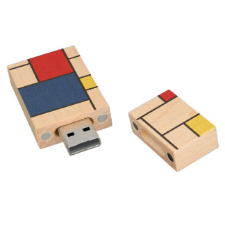 Mondrian Minimalist Geometric De Stijl Modern Art Wood Flash Drive