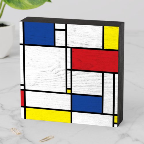 Mondrian Minimalist Geometric De Stijl Modern Art Wooden Box Sign