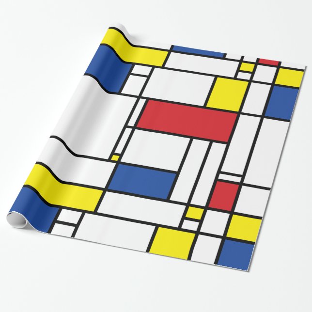 Mondrian Minimalist Geometric De Stijl Modern Art Wrapping Paper (Unrolled)