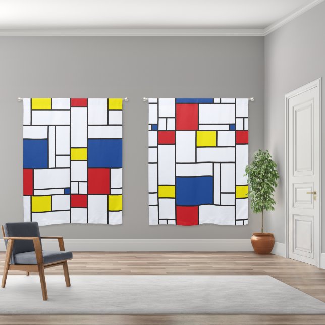 Mondrian Minimalist Geometric De Stijl Modern Arts Blackout Curtains (Wide)