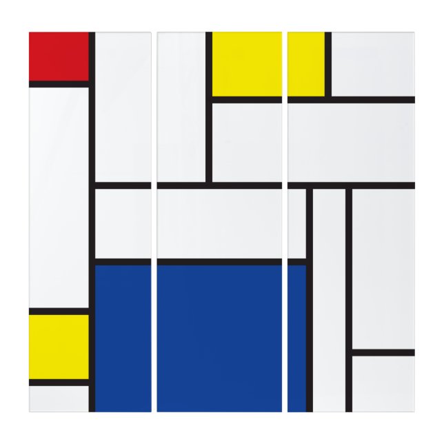 Mondrian Minimalist Geometric De Stijl Modern Arts Triptych (Front)