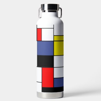 Mondrian  Minimalist Modern Art Primary Color Water Bottle by The_Masters at Zazzle