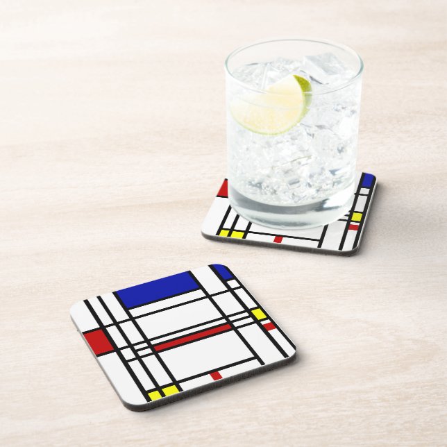 Mondrian Modern Art Beverage Coaster (Right Side)
