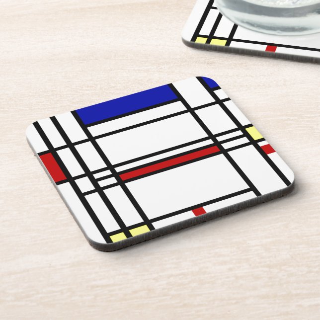 Mondrian Modern Art Beverage Coaster (Left Side)