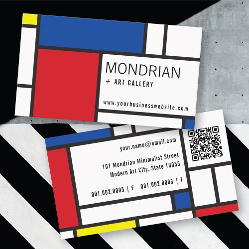 Mondrian Modern Art De Stijl Minimalist Abstract Business Card