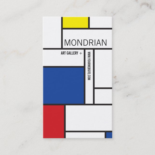 Mondrian Modern Art De Stijl Minimalist Abstract Business Card (Front)