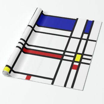 Mondrian Modern Art Wrapping Paper by Ladiebug at Zazzle