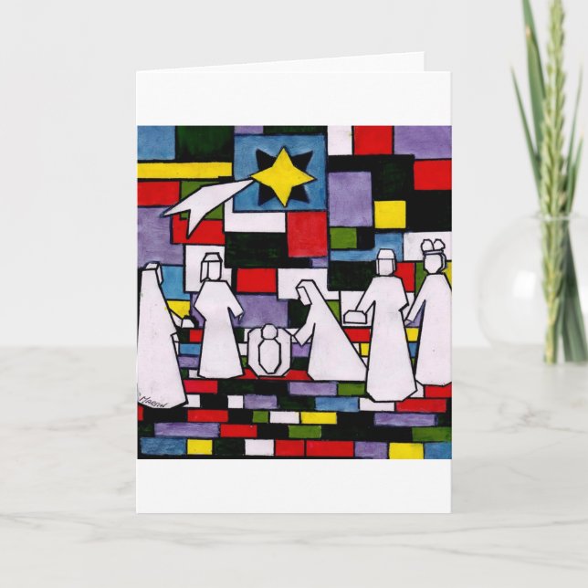 Mondrian Nativity - De Stijl - Neoplasticism Holiday Card (Front)