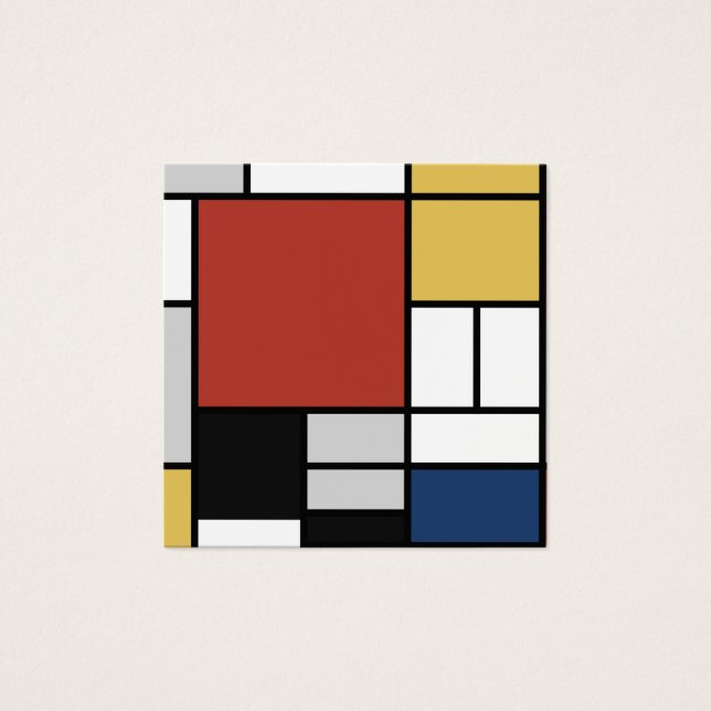 Mondrian Painting Red Plane Yellow Black Gray Blue (Front)