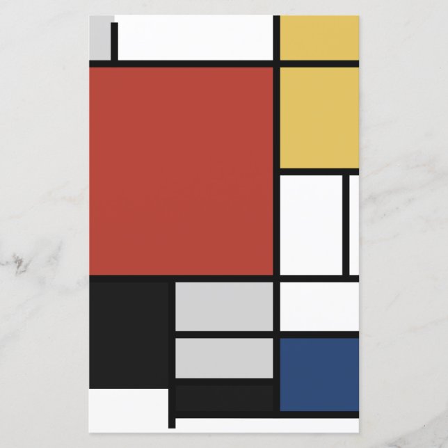 Mondrian Painting Red Plane Yellow Black Gray Blue (Front)