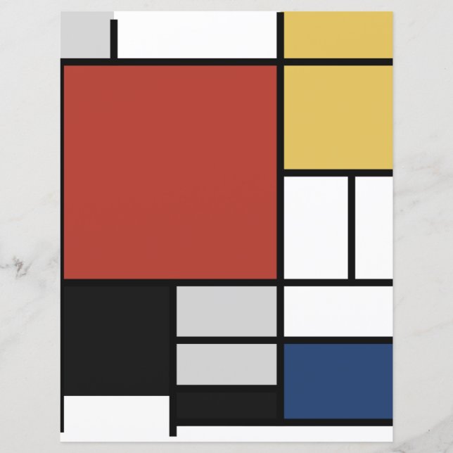 Mondrian Painting Red Plane Yellow Black Gray Blue (Front)