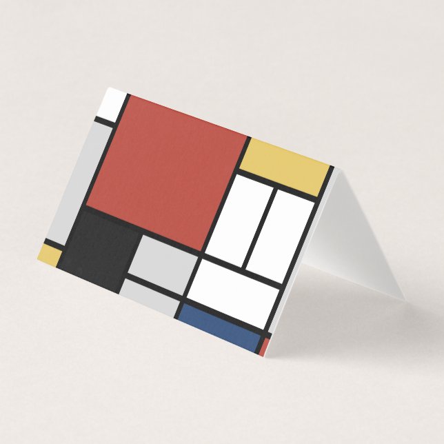 Mondrian Painting Red Plane Yellow Black Gray Blue (Front)