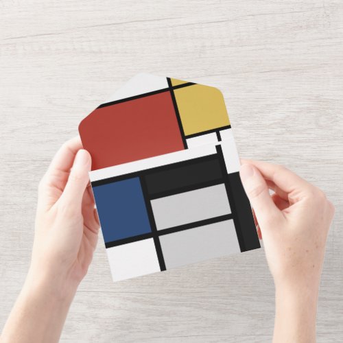 Mondrian Painting Red Plane Yellow Black Gray Blue All In One Invitation