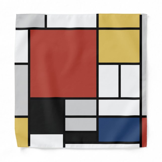 Mondrian Painting Red Plane Yellow Black Gray Blue Bandana (Front)