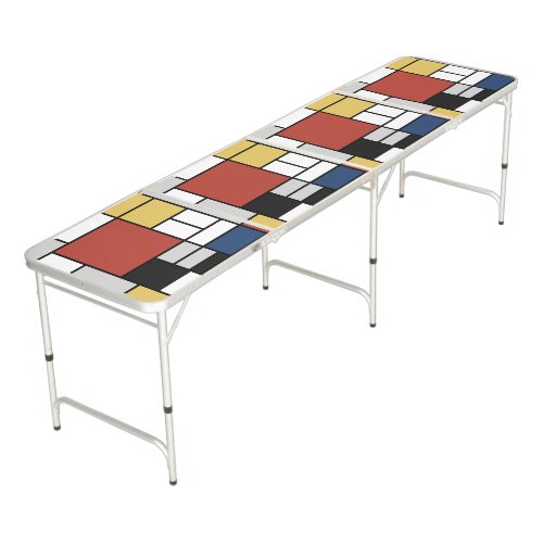 Mondrian Painting Red Plane Yellow Black Gray Blue Beer Pong Table