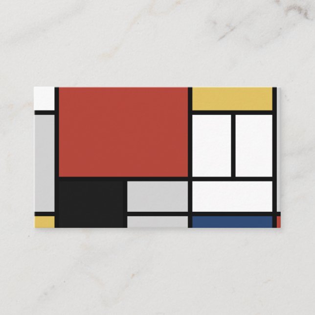Mondrian Painting Red Plane Yellow Black Gray Blue Business Card (Front)