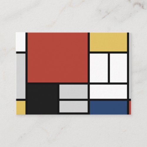 Mondrian Painting Red Plane Yellow Black Gray Blue Business Card