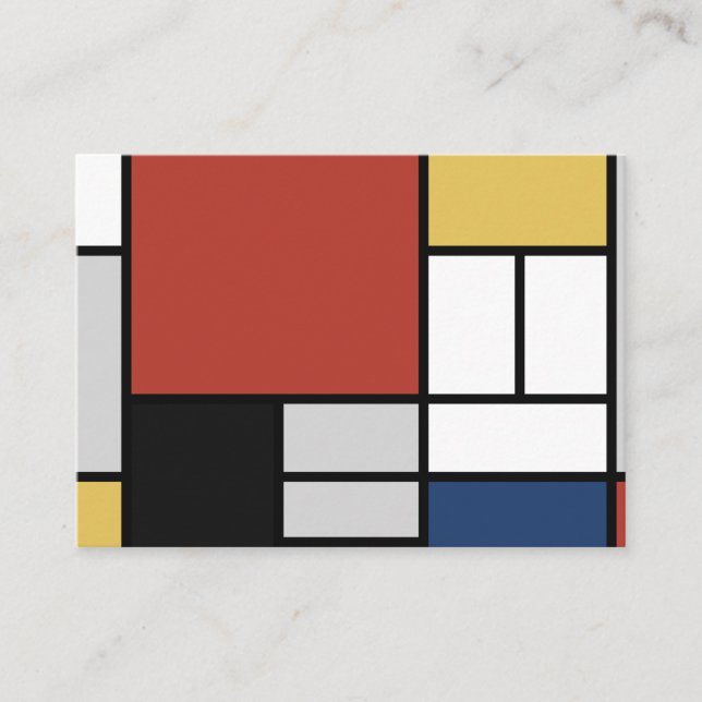 Mondrian Painting Red Plane Yellow Black Gray Blue Business Card (Front)