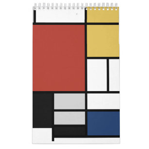 Mondrian Painting Red Plane Yellow Black Gray Blue Calendar
