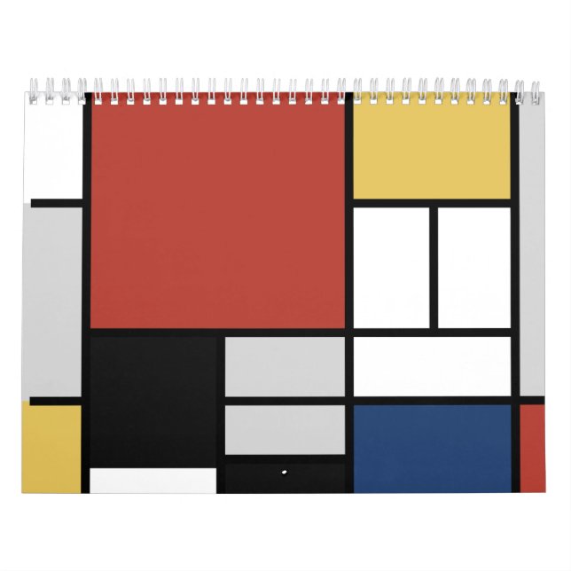 Mondrian Painting Red Plane Yellow Black Gray Blue Calendar (Cover)