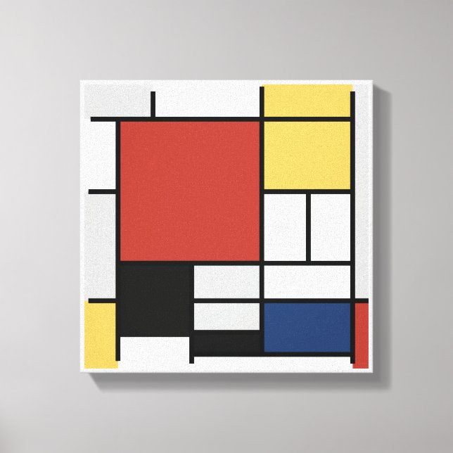 Mondrian Painting Red Plane Yellow Black Gray Blue Canvas Print (Front)