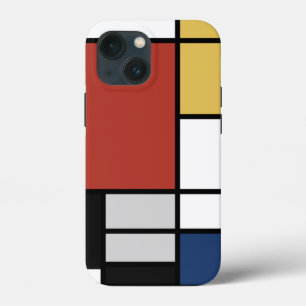 Mondrian Painting Red Plane Yellow Black Gray Blue iPhone 13 Mini Case