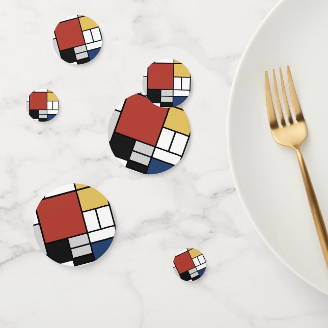 Mondrian Painting Red Plane Yellow Black Gray Blue Confetti (Group)