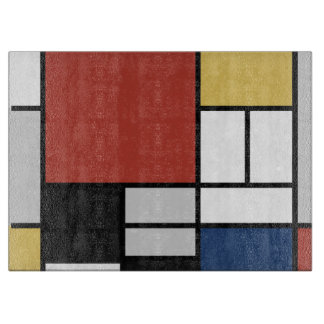 Mondrian Painting Red Plane Yellow Black Gray Blue Cutting Board
