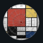 Mondrian Painting Red Plane Yellow Black Gray Blue Dart Board<br><div class="desc">Composition with Large Red Plane, Yellow, Black, Gray, and Blue Piet Mondrian began to create the definitive abstract paintings in the 1920s for which he is best known for. He kept his palette limited to white, black, and gray in addition to the three primary colors, red, yellow, and blue. His...</div>
