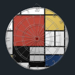 Mondrian Painting Red Plane Yellow Black Gray Blue Dart Board<br><div class="desc">Composition with Large Red Plane, Yellow, Black, Gray, and Blue Piet Mondrian began to create the definitive abstract paintings in the 1920s for which he is best known for. He kept his palette limited to white, black, and gray in addition to the three primary colors, red, yellow, and blue. His...</div>