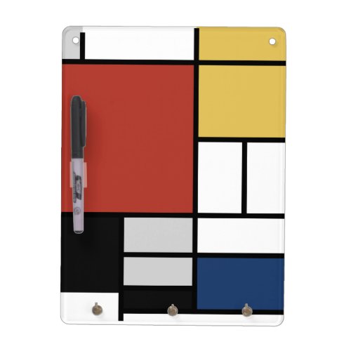 Mondrian Painting Red Plane Yellow Black Gray Blue Dry Erase Board