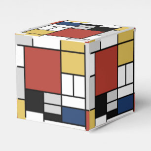 Mondrian Painting Red Plane Yellow Black Gray Blue Favor Boxes
