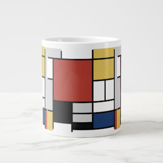 Mondrian Painting Red Plane Yellow Black Gray Blue Giant Coffee Mug