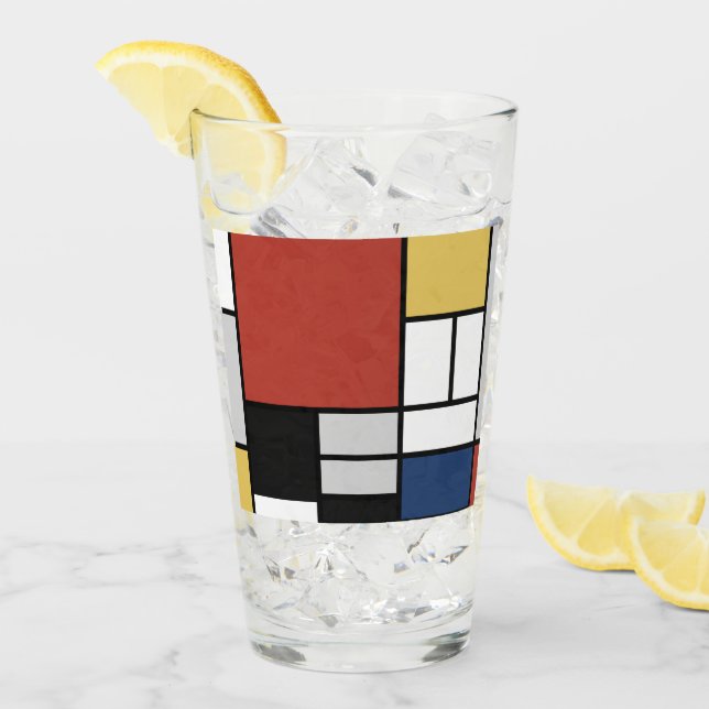 Mondrian Painting Red Plane Yellow Black Gray Blue Glass (Front Ice)