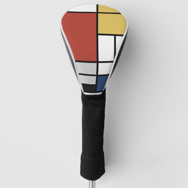 Mondrian Painting Red Plane Yellow Black Gray Blue Golf Head Cover (Front)