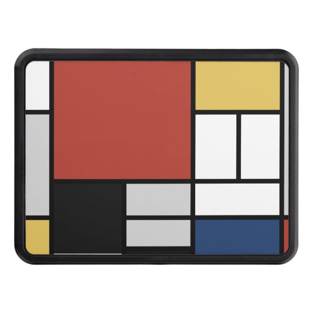 Mondrian Painting Red Plane Yellow Black Gray Blue Hitch Cover (Front)