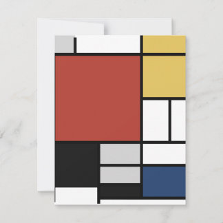 Mondrian Painting Red Plane Yellow Black Gray Blue Holiday Card