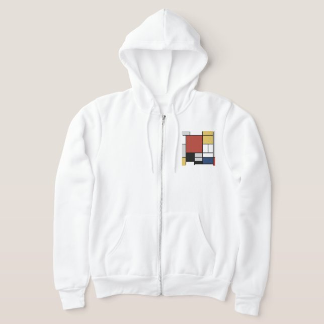 Mondrian Painting Red Plane Yellow Black Gray Blue Hoodie (Laydown)