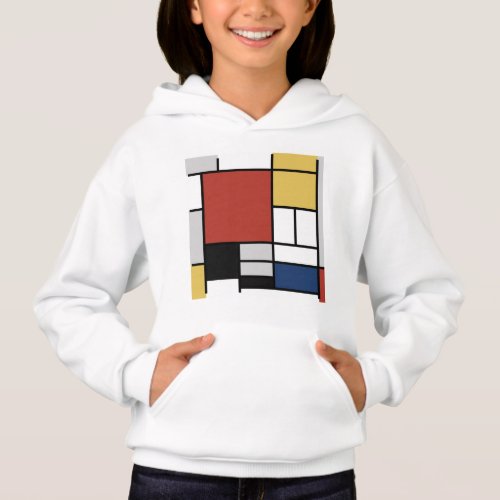 Mondrian Painting Red Plane Yellow Black Gray Blue Hoodie