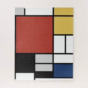 Mondrian Painting Red Plane Yellow Black Gray Blue Jigsaw Puzzle