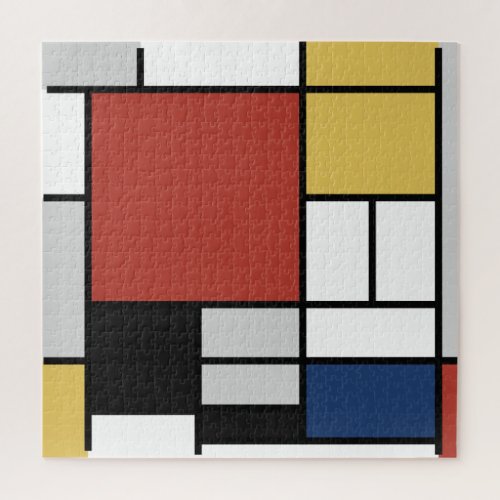 Mondrian Painting Red Plane Yellow Black Gray Blue Jigsaw Puzzle
